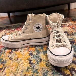 Converse High Top Sneakers - Beige and White